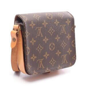 Louis Vuitton leather shoulder canvas bag Monogram Brown Cartessier